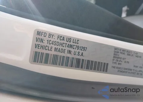 2021 Dodge Durango R/T Rwd z USA, uszkodzony, nr VIN 1C4SDHCT4MC791297